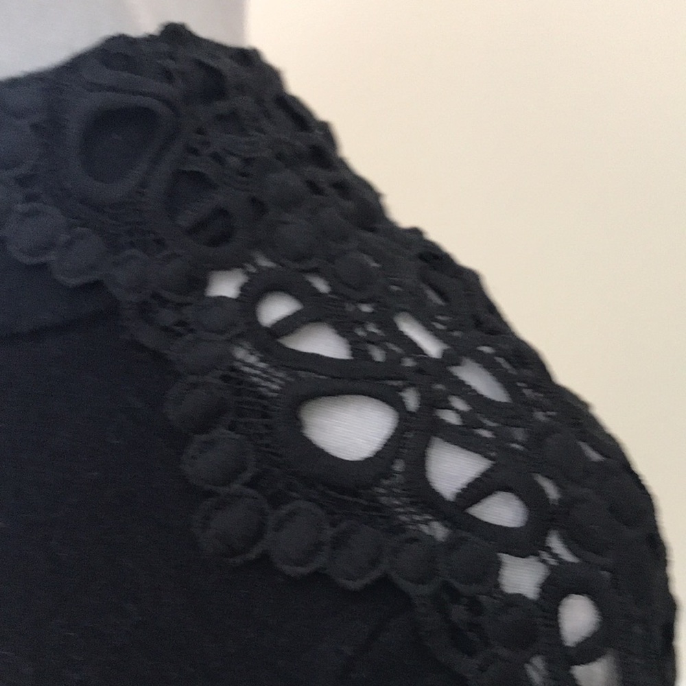 Stylus Black Lace Sleeve Appliqué Sweater - Picture 7 of 9